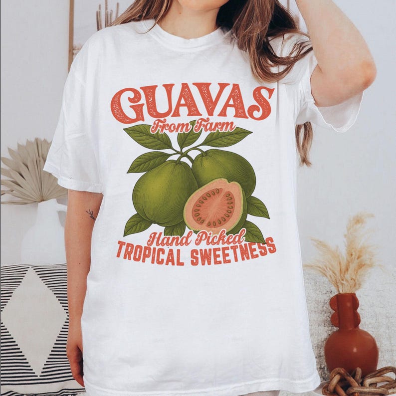 Commercial Printing Trends - T-shirt graphique rétro Guavas, T-shirt vintage