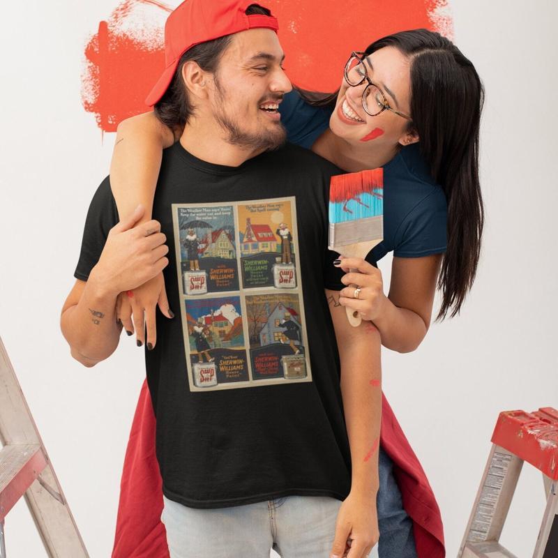 Commercial Shirt Printing - T-shirt vintage avec affiche publicitaire ancienne,